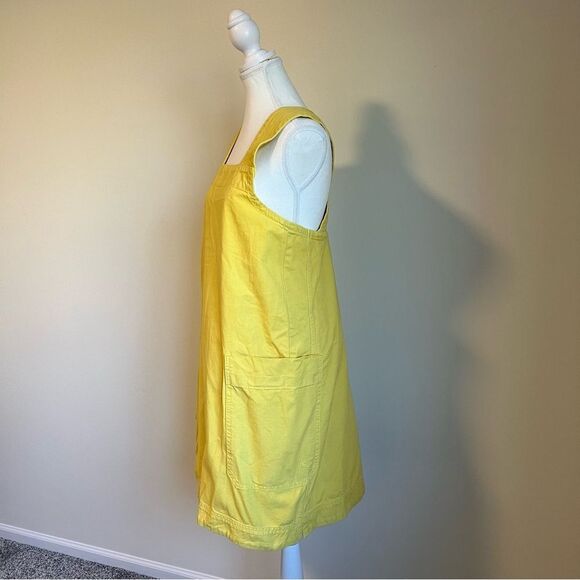 EVERLANE The Cross-Back Apron Mini Denim Dress Organic Cotton in Lemon Small - Picture 6 of 10